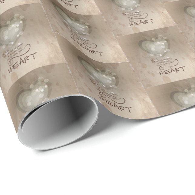 Papel De Regalo Estímulo Religioso del Corazón, Grunge (Esquina del rollo)