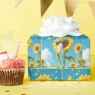 Papel De Regalo Estornudo de girasol en un tejido