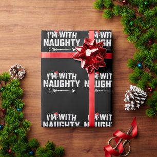 Papel De Regalo Estoy con parejas de Navidad traviesas a juego