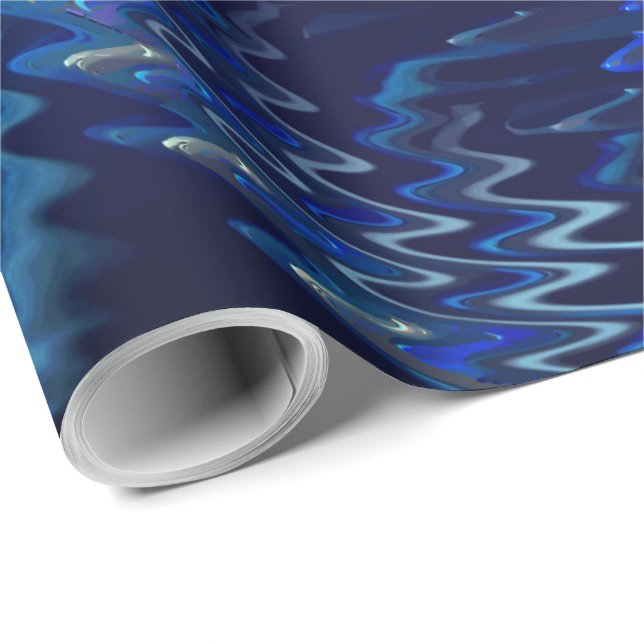 Papel De Regalo Estrela azul ondulada com traçados em ziguezague (Esquina del rollo)