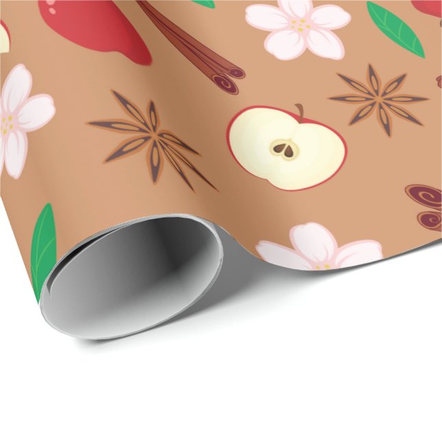 Papel De Regalo Estrella acogedora Anís, Canela y Manzanas sin Par (Esquina del rollo)