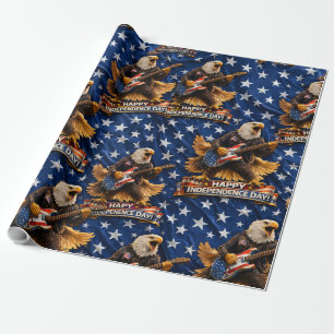 Papel De Regalo Estrella Águila Americana, feliz Día de la Indepen