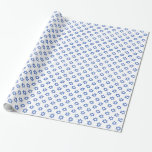 Papel De Regalo Estrella azul de David en blanco<br><div class="desc">Papel envuelto con un patrón azul Star of David (Magen David) sobre un fondo blanco. ¡Personalizable. Perfecto para festividades judías y ocasiones como Hanukkah (Chanukah),  Bar Mitzvah o Bat Mitzvah.</div>