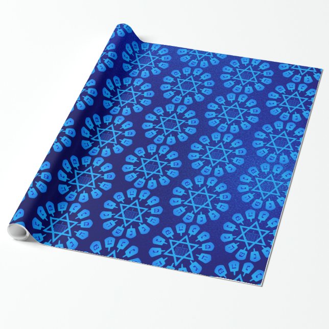 Papel De Regalo Estrella Azul De David Hanukkah (Desenrollado)