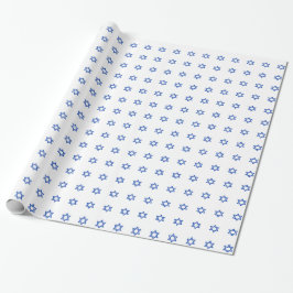 Papel De Regalo Estrella azul de David sobre Blanco