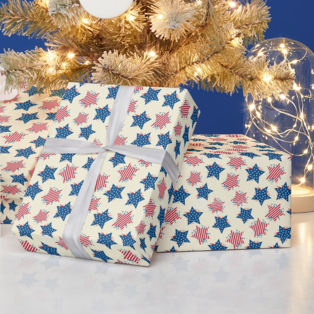 Papel de regalo Estrella Azul Rojo (Vacaciones)