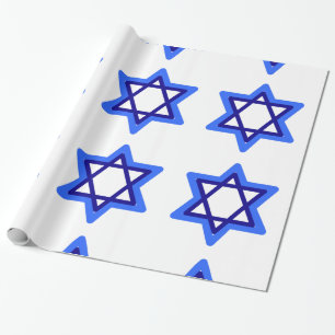 Papel De Regalo Estrella azul y blanca de las vacaciones de David