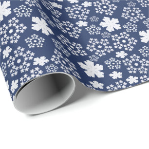 Papel De Regalo Estrella azul y Navidades de copo de nieve patrón