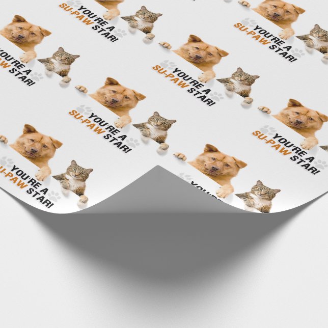 Papel De Regalo Estrella Cute Cat and Dog SuPAW (Esquina)