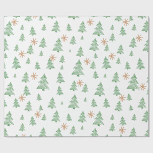 Papel De Regalo Estrella de árbol de pino de invierno moderno
