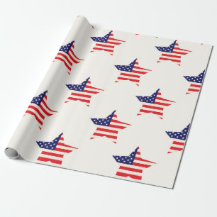 Papel De Regalo Estrella de bandera patriótica americana