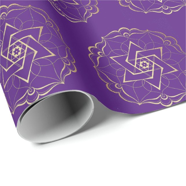 Papel de regalo Estrella de David con filigrana (Esquina del rollo)