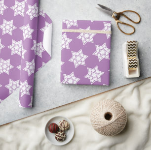 Papel De Regalo Estrella de David de lavanda Judío