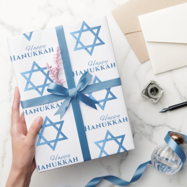 Papel De Regalo Estrella de David Happy Hanukkah Seamless Pattern (Regalar)