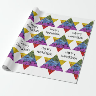 Papel De Regalo Estrella de David Happy Hanukkah Wrapping Paper