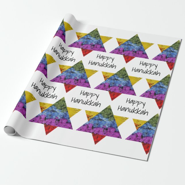 Papel De Regalo Estrella de David Happy Hanukkah Wrapping Paper (Desenrollado)