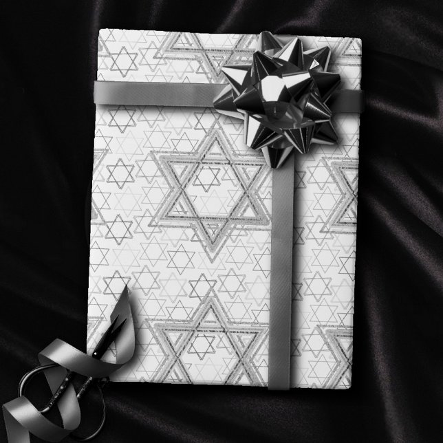 Papel De Regalo Estrella de David Pattern | Plata y blanco dispers (Subido por el creador)