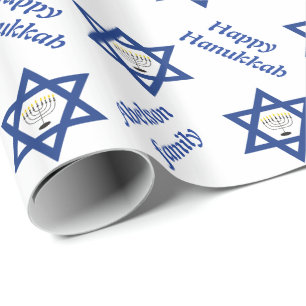 Papel De Regalo Estrella de David y chanukiah Hanukkah vacaciones