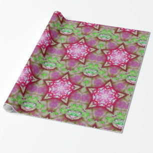 PAPEL DE REGALO ESTRELLA DE FUCHSIA DE ROSA ROJA ABSTRACTA