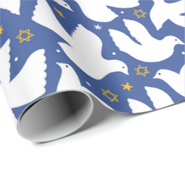 Papel De Regalo Estrella de la paloma azul de David Hanukkah