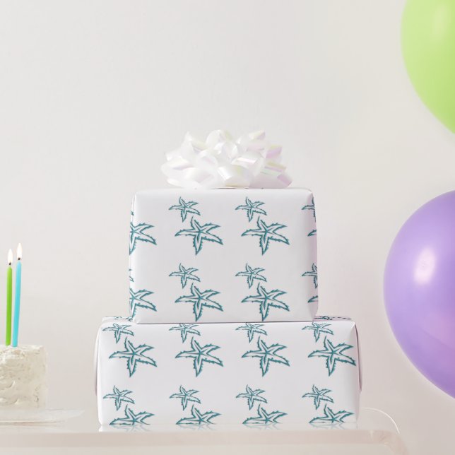 Papel De Regalo Estrella de mar turquesa (Regalos de fiesta)