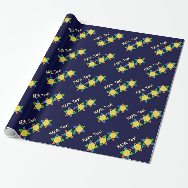 Papel De Regalo Estrella de Mazel Tov de David (Desenrollado)