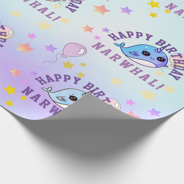 Papel De Regalo Estrella de Narwhal Fiesta Morple Blue Ombre perso (Esquina)