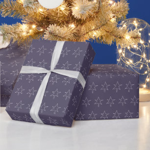 Papel De Regalo Estrella de Navidad Noche Índigo