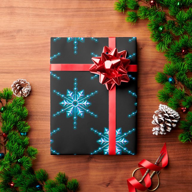 Papel De Regalo Estrella de Navidades azules sobre Navidades negro (Subido por el creador)