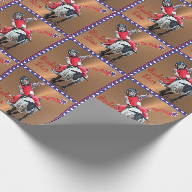 Papel De Regalo Estrella de Rodeo Occidental Mutton Busting Kid (Esquina)