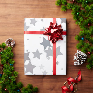 Papel De Regalo Estrella de suerte azul gris