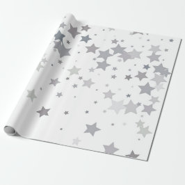 Papel De Regalo Estrella de suerte azul gris