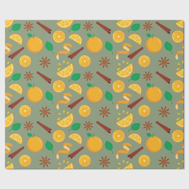 Papel De Regalo Estrella del Otoño Anise y Naranja Seamless Thanke (Costura)