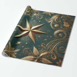 Papel De Regalo Estrella dorada de los navidades