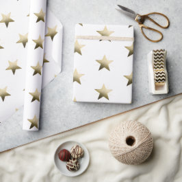 Papel De Regalo Estrella dorada elegante con lujoso brillo Minimal