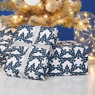 Papel De Regalo Estrella Geométrica Azul Moderna Personalizada