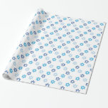 Papel De Regalo Estrella judía del patrón de David<br><div class="desc">Un diseño clásico,  este precioso papel de envoltura de temática judía es perfecto para Hanukkah. Con diferentes tonos azules de los motivos de la estrella de David sobre un fondo blanco,  ¡haga su pedido hoy mismo! Material gráfico creado por: AMBilustrations http://www.etsy.com/shop/AMBillustrations/</div>