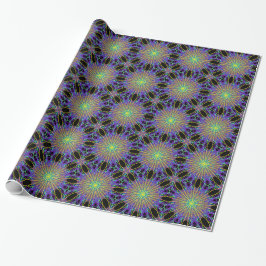 Papel De Regalo Estrella Kaleidoscope, arte verde morado Naranja