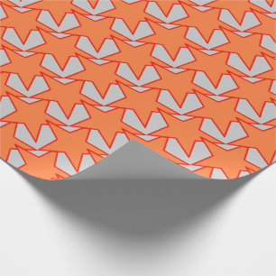 Papel De Regalo Estrella moderna geométrica - naranja coralino y