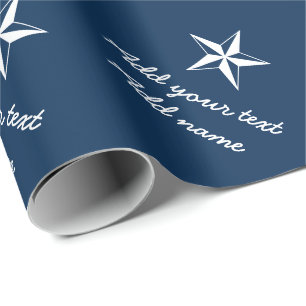 Papel De Regalo Estrella náutica azul marino y blanco personalizad