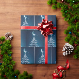 Papel De Regalo Estrella navidad gritando desde una luna creciente