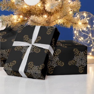 Papel De Regalo Estrella navideña Feliz caligrafía de pequeño moti