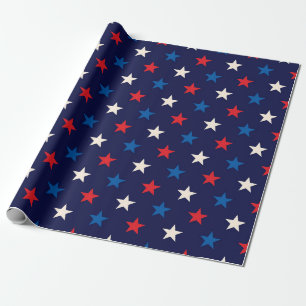 Papel De Regalo Estrella Roja Blanca y Azul Patriótica
