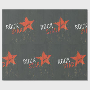 Papel De Regalo Estrella Roja de Rock Star Afligida Grunge