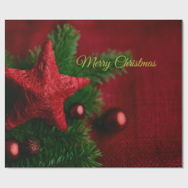 Papel De Regalo Estrella roja y Navidades de pino rusos envueltos 