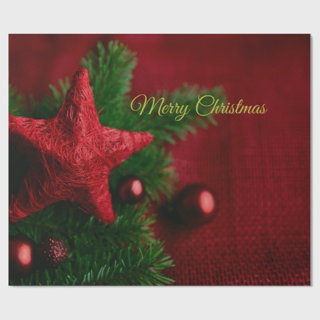 Papel De Regalo Estrella roja y Navidades de pino rusos envueltos  (Superficie plana)