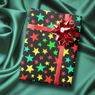 Papel De Regalo Estrella rojo azul verde amarillo colorido moderno
