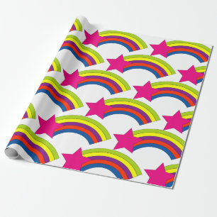Papel De Regalo Estrella rosa y Bonito de patrón arcoiris