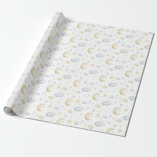 Papel De Regalo Estrellas acuáticas de la luna y patrón de la nube