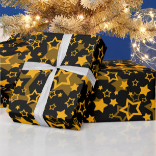 Papel De Regalo Estrellas Amarillas Doradas Diseño Brillante 